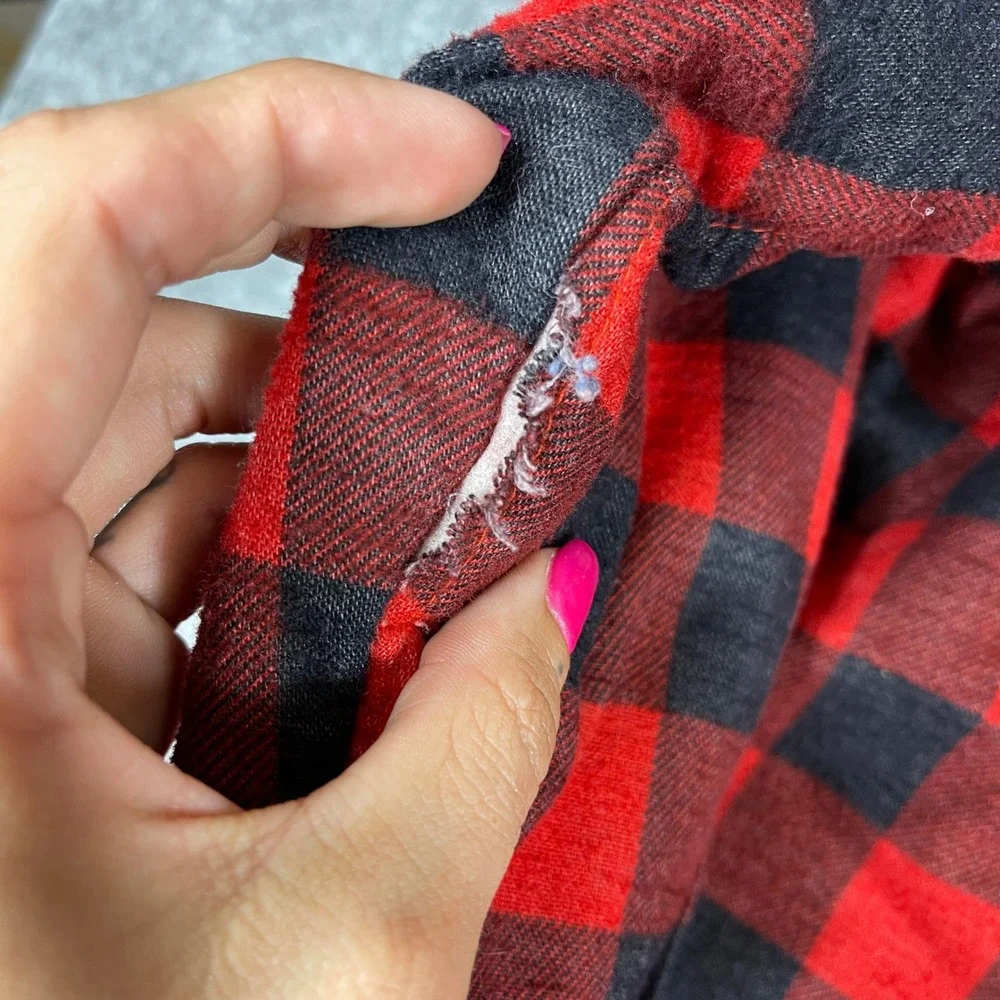 Midwest Traders Flannel Shirt Jacket Mens XXL Red Black Buffalo Plaid Quilted